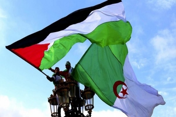 Flags of Palestine and Algeria