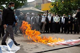 اهتزاز پرچم فلسطین در قزوین